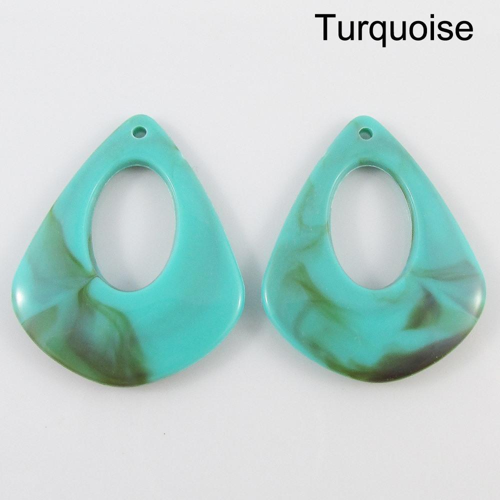 Bulk 10pc Marbleized Drop Charm Pendant Acrylic Retro Accessories Select Colour