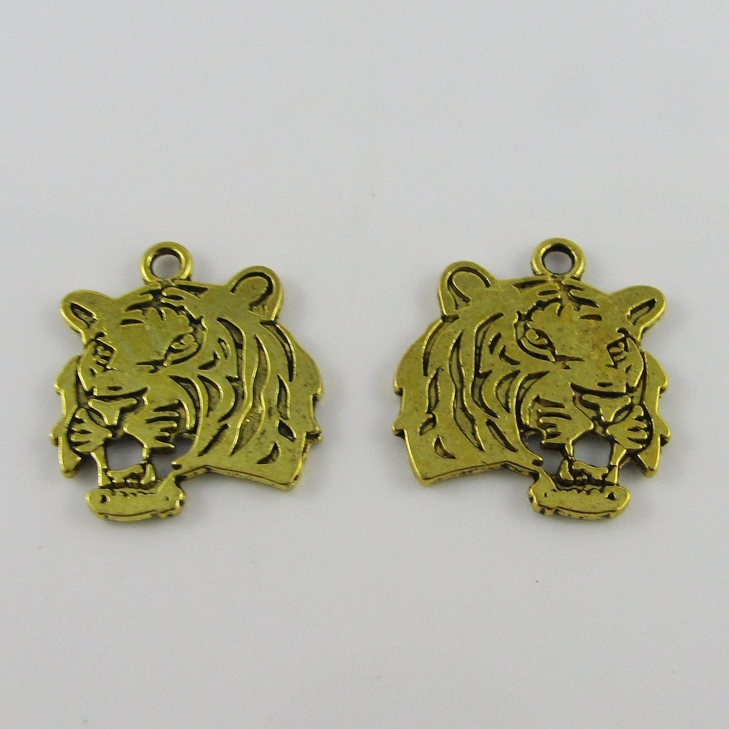 Bulk Tiger Charm Pendant Animal Antique Gold Alloy 25x27mm Select Qty