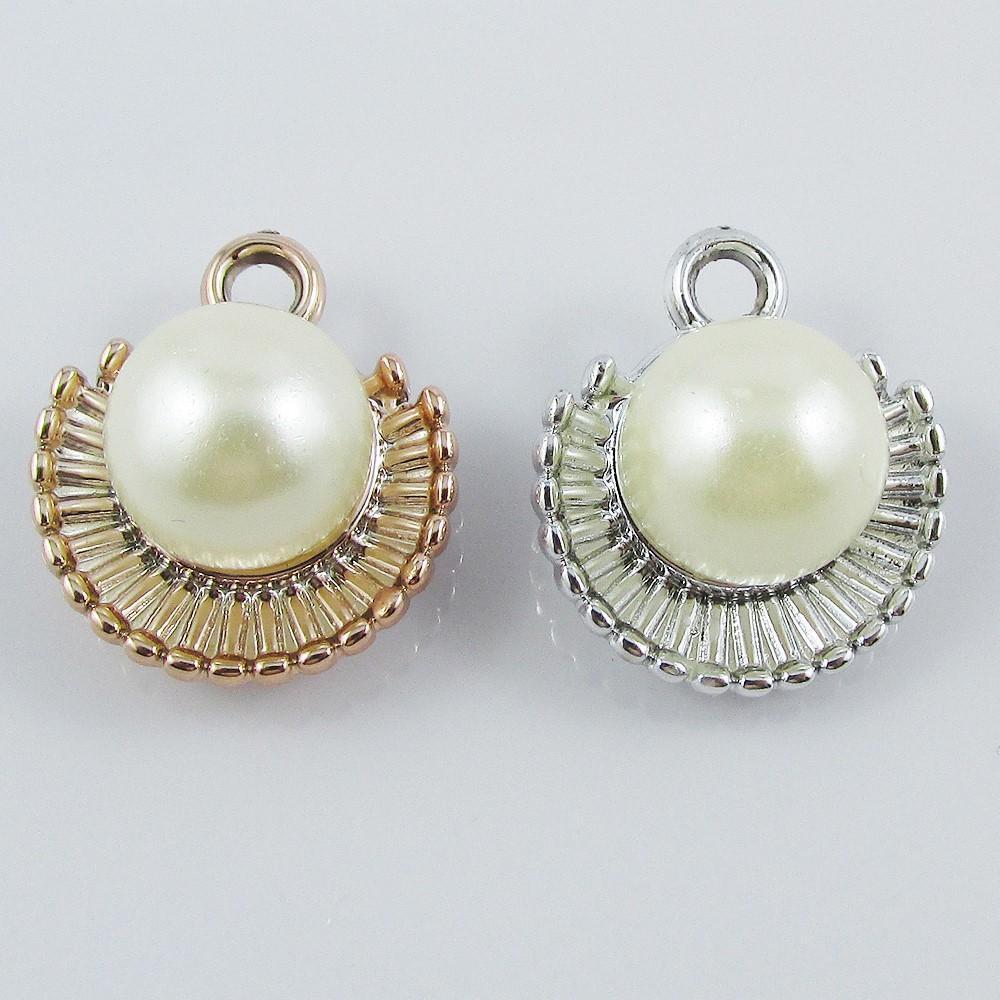 Bulk 10pce Seashell Charm Pendant Acrylic Pearl 22x19mm Select Gold or Silver