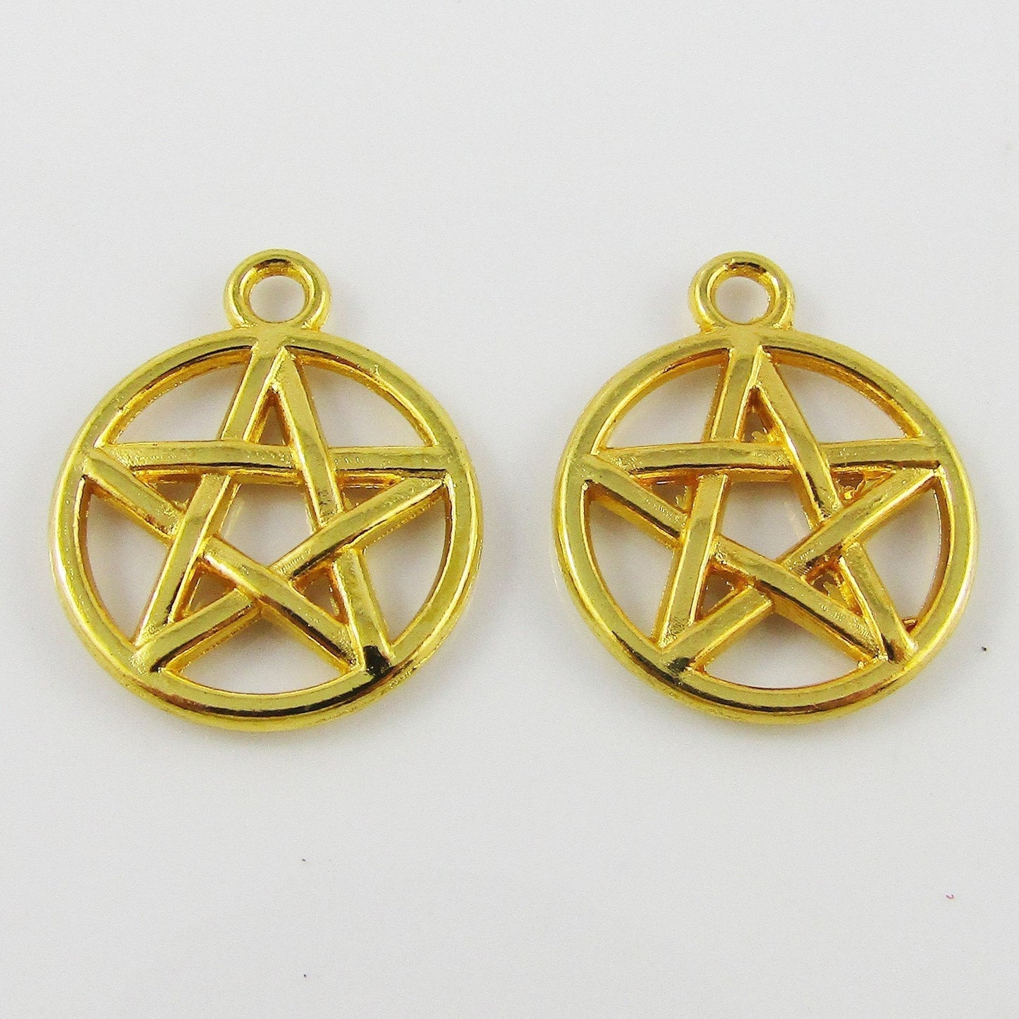 Bulk Pentagram Charm Gold Pendant Wicca Pagan Symbol 20x17mm Select Qty