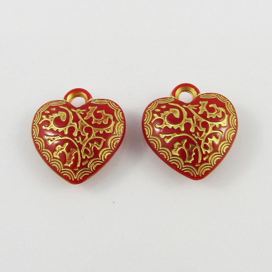 Bulk Heart Charm Pendant Metallic Etched Acrylic Valentine 19x18mm Select Qty