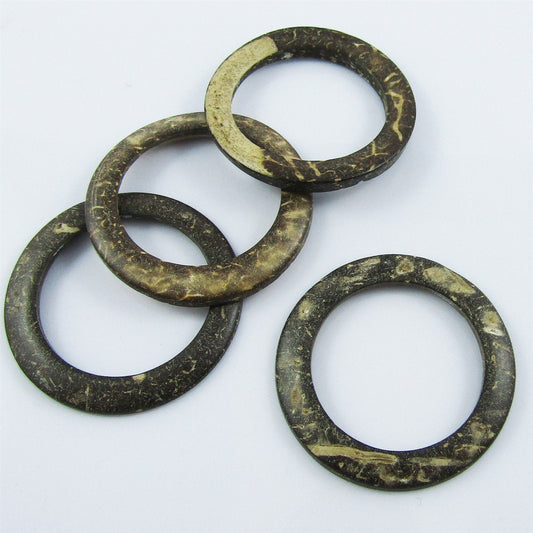 Bulk Coconut Shell Linking Ring Charm Pendant 38mm Dia 26mm Inner Select Qty