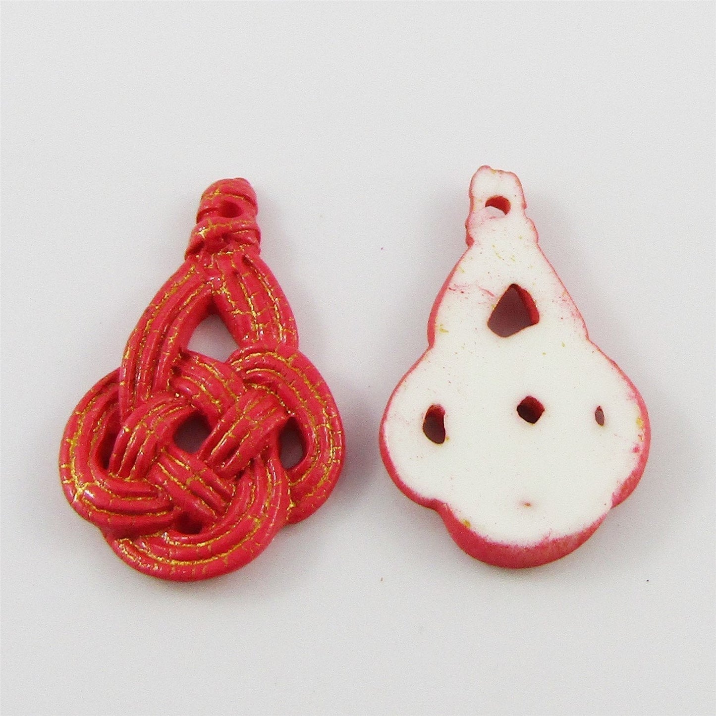 Bulk 10pcs Chinese Knot Drop Charm Pendant Acrylic Rattan 32x30mm Mixed Pairs