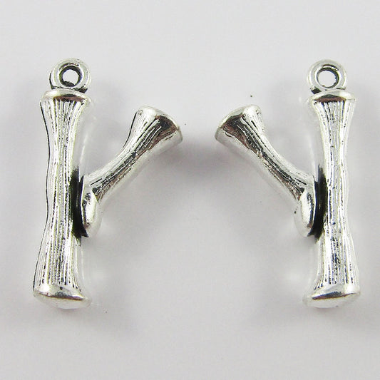 Bulk Bamboo Branch Charm Pendant Panda Lucky 21x12mm Select Qty