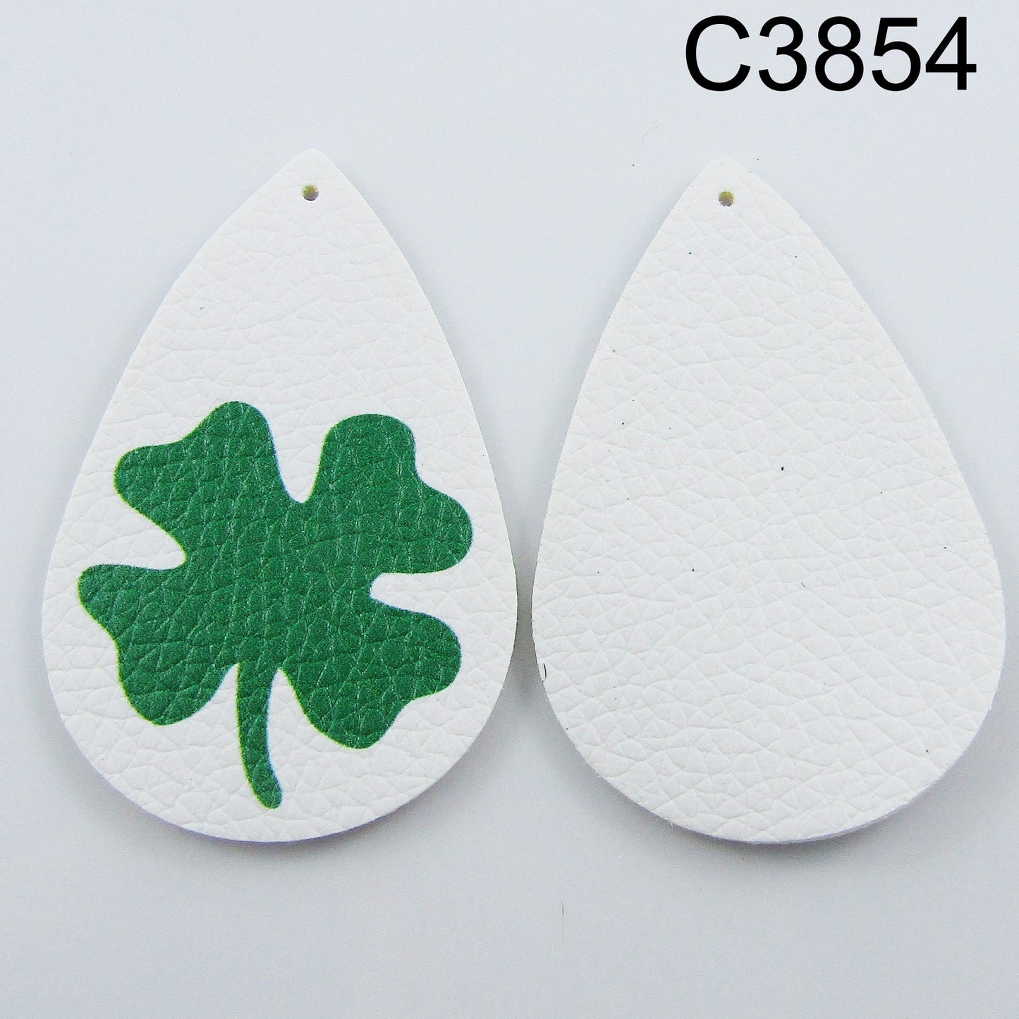 Bulk Four Leaf Clover Charm Pendant Teardrop PU Leather 56x37mm Pick Design