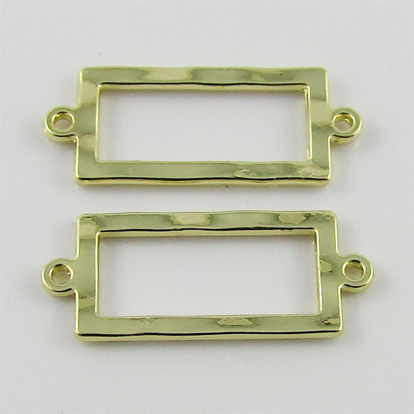 Bulk 10pcs Gold Waved Rectangle Charm Link Connector 1/1 Loop 25x10mm