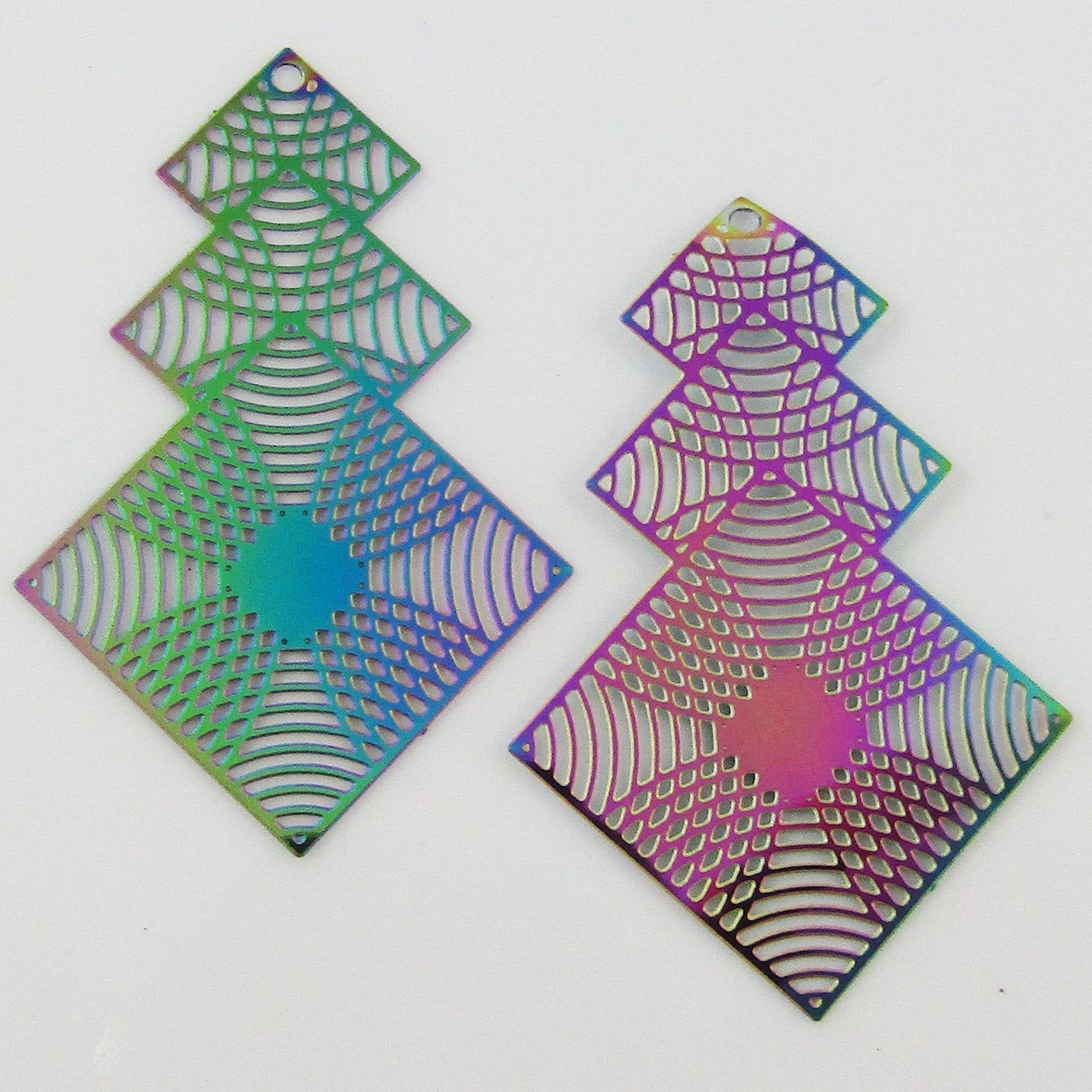 Bulk 6pce Laser Cut Waterfall Squares Charm Pendant Earrings SSteel 40x26mm