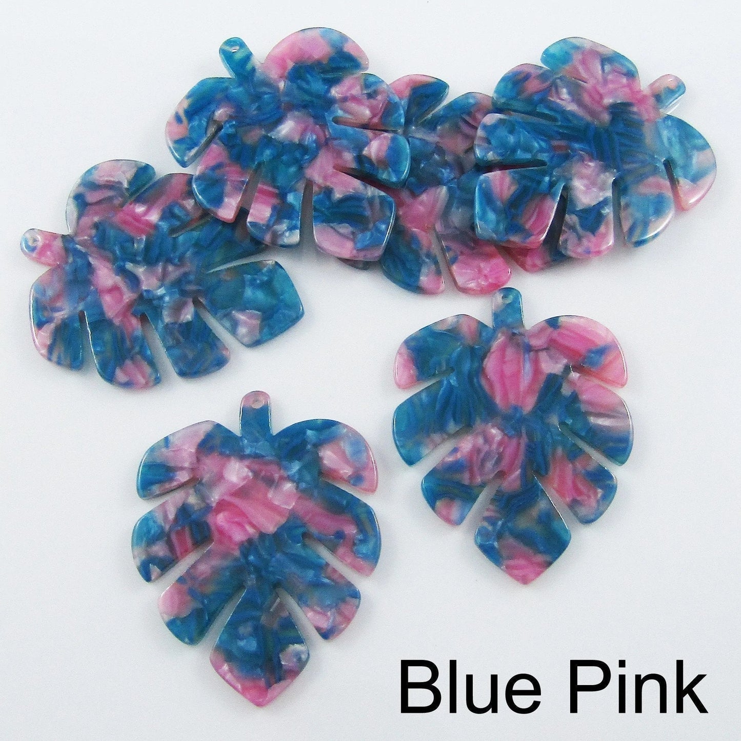 6pcs Monstera Leaf Charm Pendant Cellulose Acetate 49x39mm Select Colour