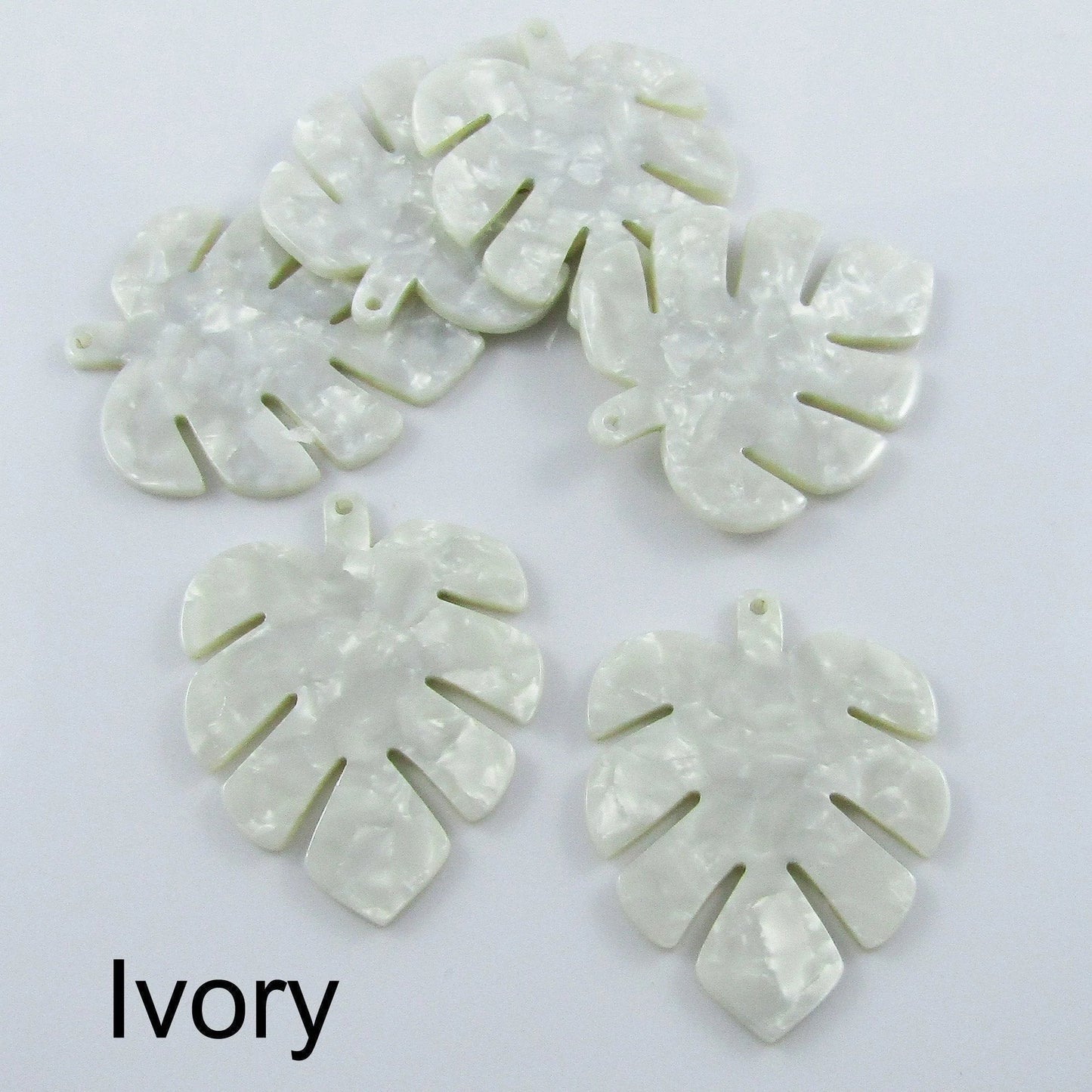6pcs Monstera Leaf Charm Pendant Cellulose Acetate 49x39mm Select Colour