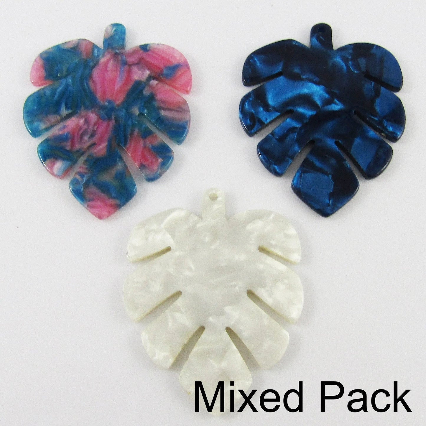 6pcs Monstera Leaf Charm Pendant Cellulose Acetate 49x39mm Select Colour