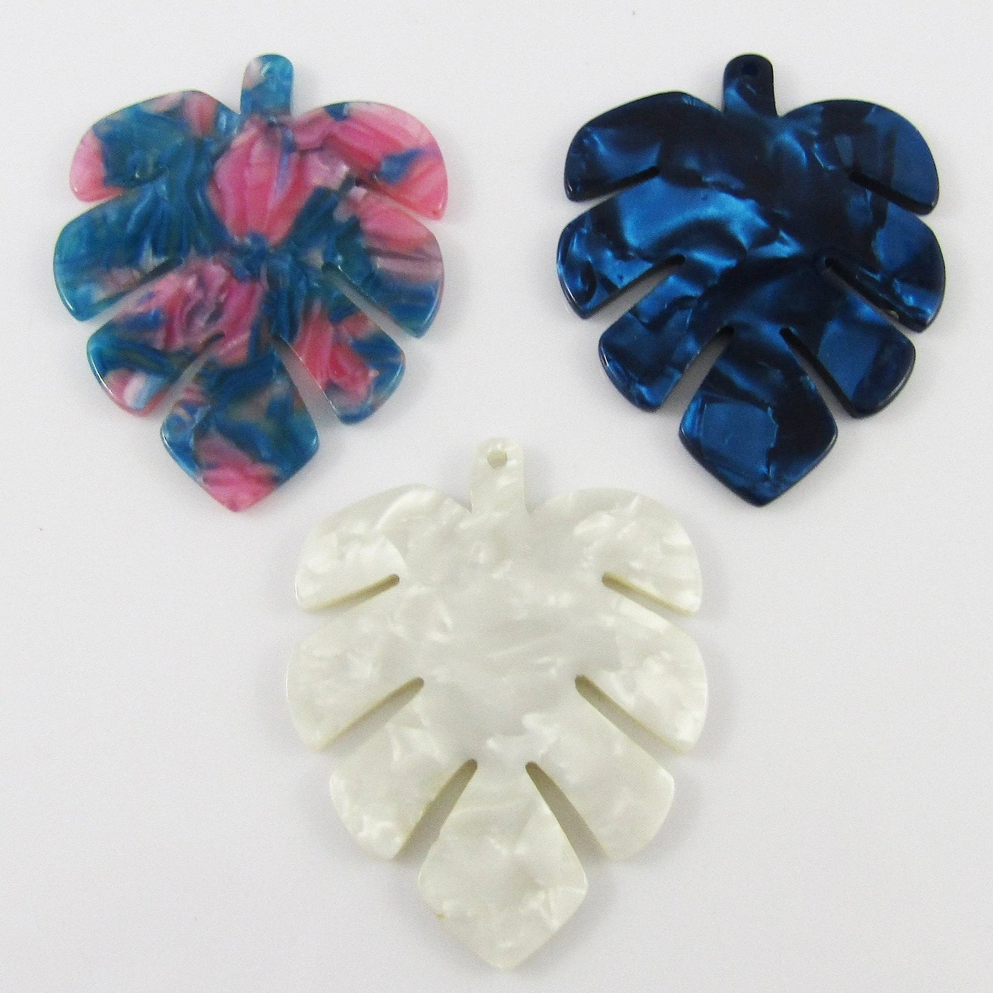 6pcs Monstera Leaf Charm Pendant Cellulose Acetate 49x39mm Select Colour