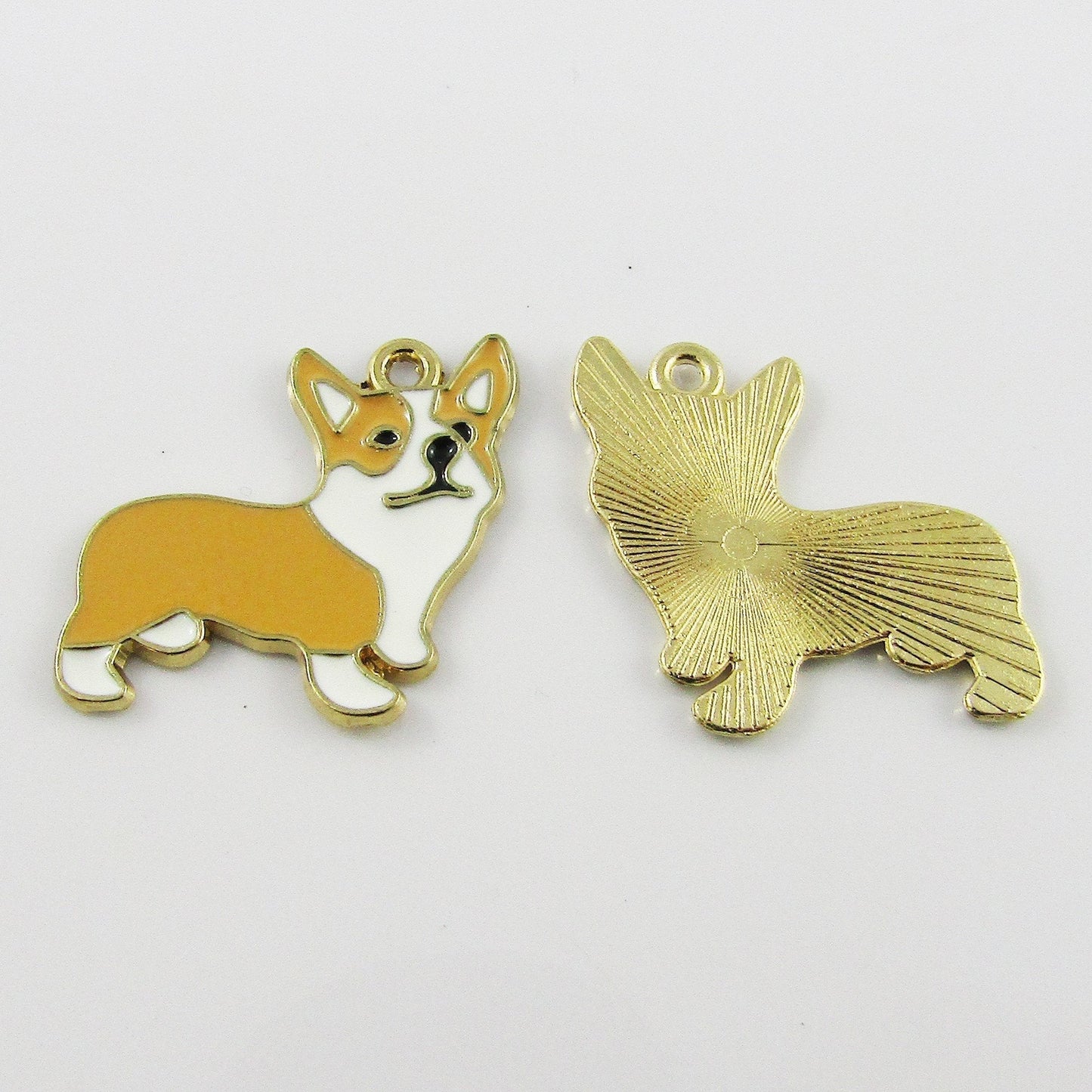 Bulk 10pce Enamel Corgi Dog Charm Pendant Tan Royal Pet 23x25mm