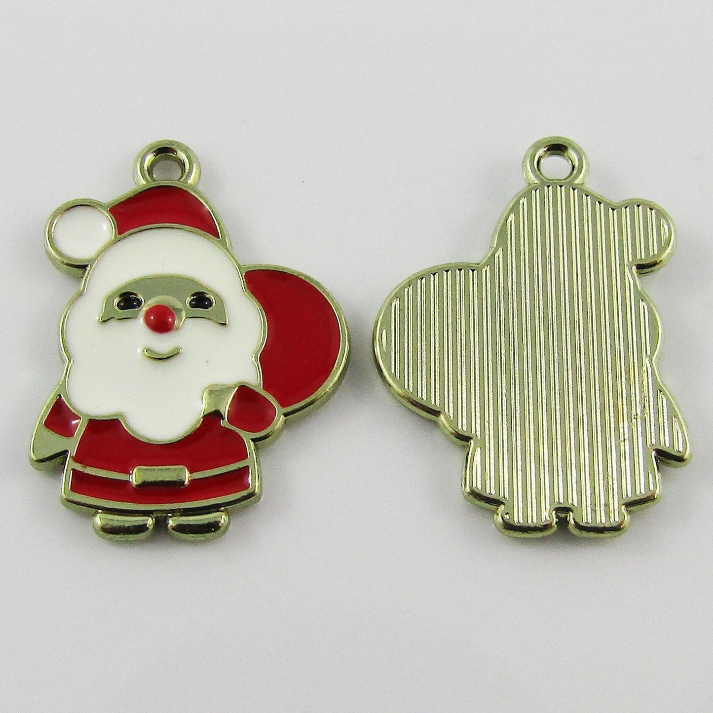 Bulk 10pce Enamel Santa Claus Charm Pendant Christmas 23x17mm