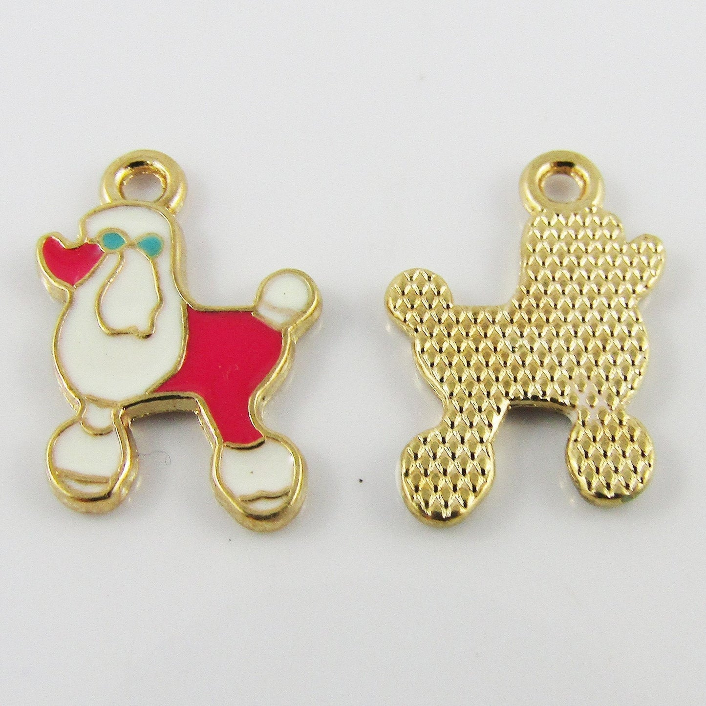 Bulk 10pce Enamel Poodle Puppy Dog Charm Pendant 19x14mm