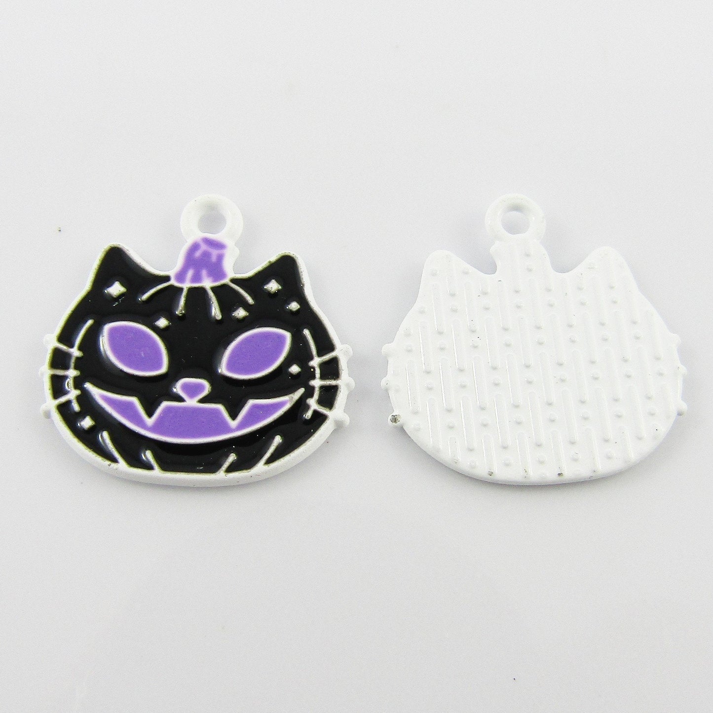 Bulk 10pce Enamel Jack-o-lantern Cat Charm Pendant Halloween 20x20mm