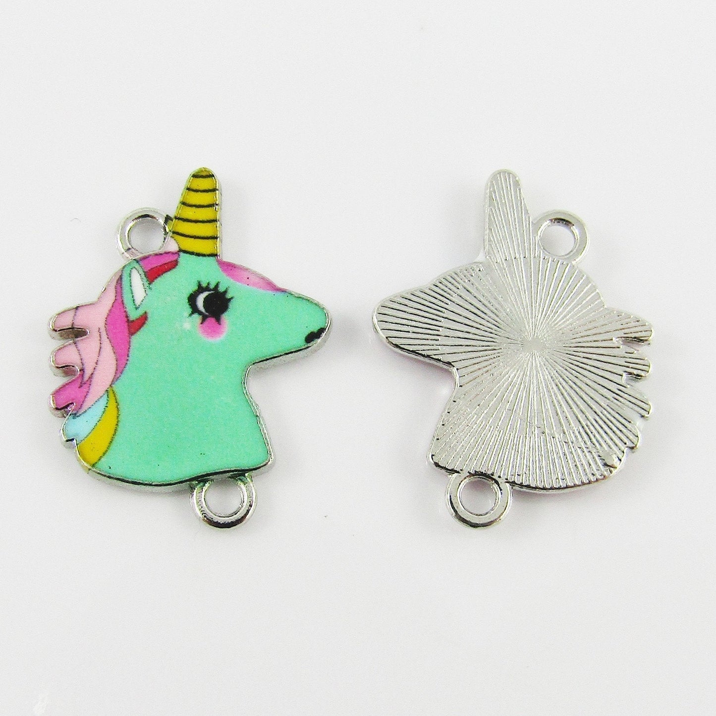 Bulk 10pcs Enamel Unicorn Charm Connector Mint 22x18mm Hole 1.8mm