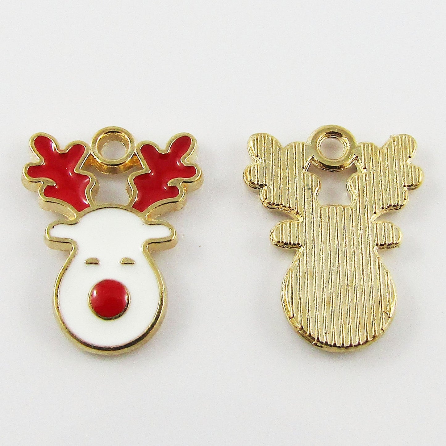 Bulk 10pce Enamel Rudolph Red Nose Reindeer Charm Pendant Christmas 17x13mm