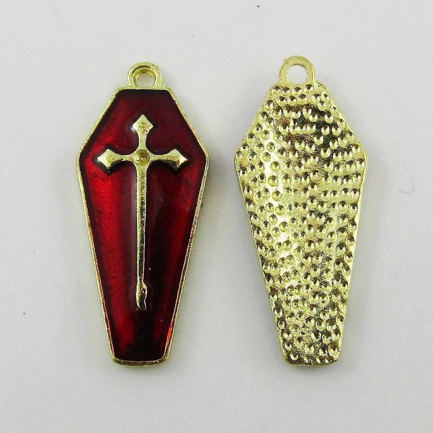 Bulk 10pce Enamel Coffin Charm Pendant Halloween Gothic 25x11mm