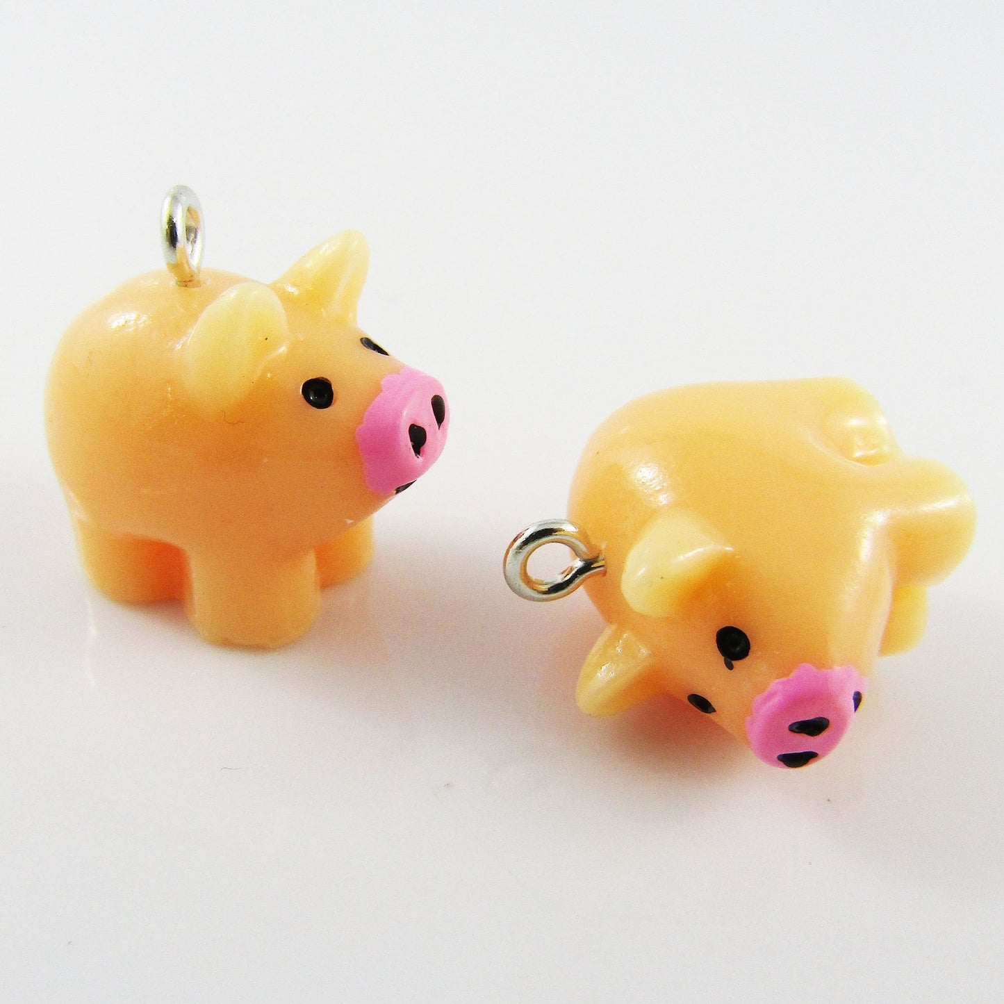Bulk 10pce Resin 3D Pig Charm Pendant w/ Iron Loop 21x19x12mm