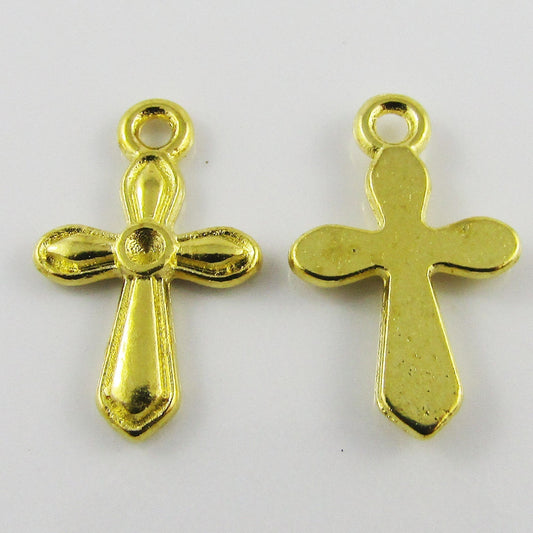 Bulk Cross Charm Pendant Religion Faith Gold Alloy 12x20mm Select Qty