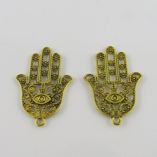 Bulk Filigree Hamsa Hand Charm Pendant Symbol Antique Gold 23x33mm Select Qty