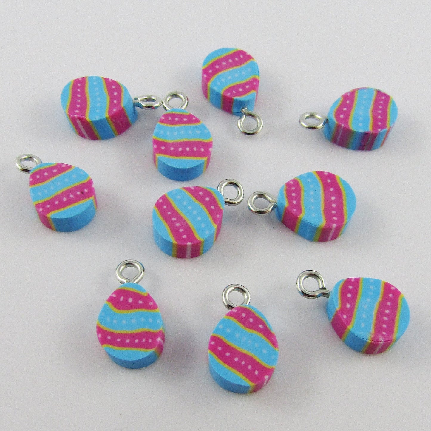 Bulk 10pce Polymer Clay Tiny Easter Egg Charm Pendant 13x8mm