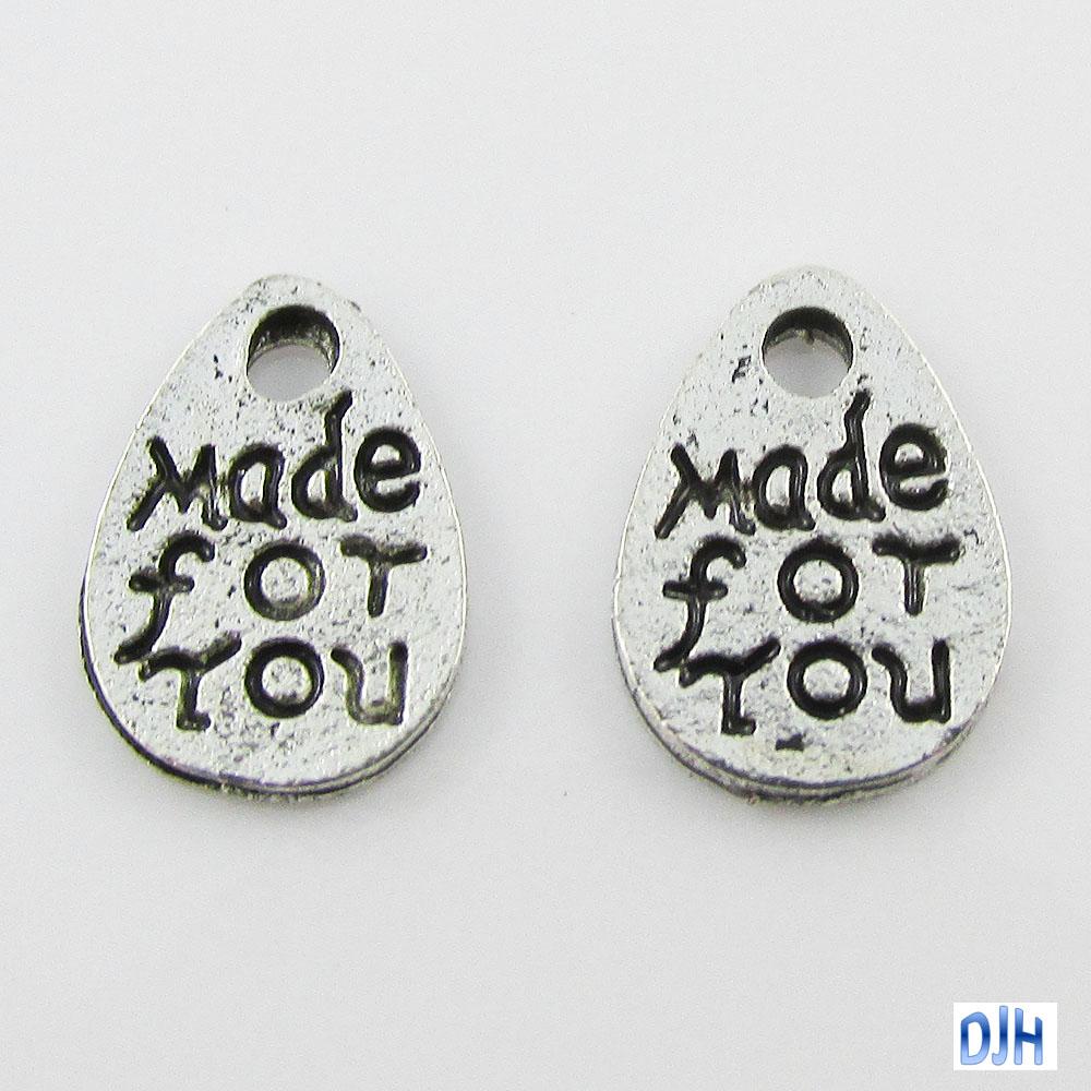 Bulk Made For You Teardrop Tag Charm Pendant Select Qty