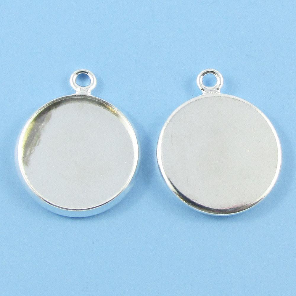 Bulk Silver Plate Brass Round Cabochon Setting 17x14mm Fit 12mm Cabs Qty 100