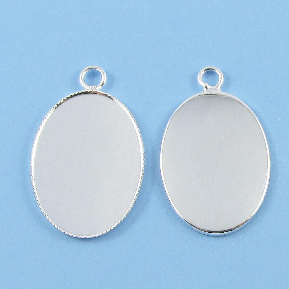 Bulk Silver Plate Oval Cabochon Setting 31x19mm Fit 18x25mm OVAL Cabs Select Qty