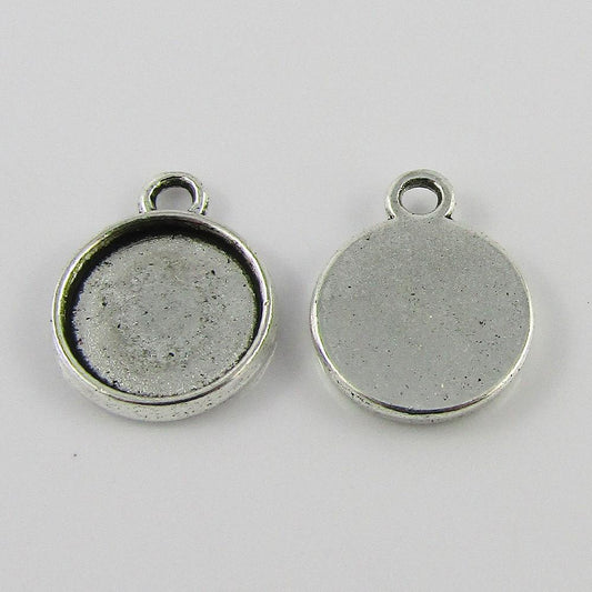Bulk Silver Tone Alloy Round Cabochon Setting 15x12mm Fit 10mm Cabs Select Qty