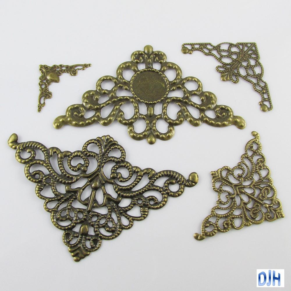 20pcs Metal Filigree Corner Embellishments Bronze Craft Cards Scrapbooking