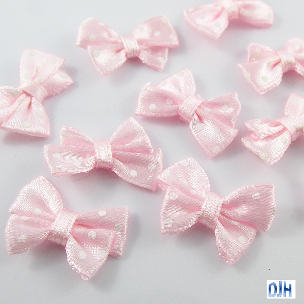 10pcs Satin Ribbon Spotted Bows for Hair Clips Crafts Cards 17x24mm Pick Colour