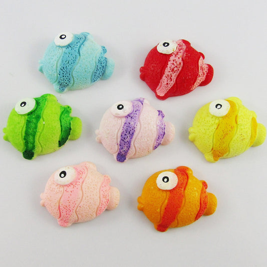 10pcs DIY Resin Bubble Fish Cabochon Flat Back Cards Scrapbooking Hair Clips