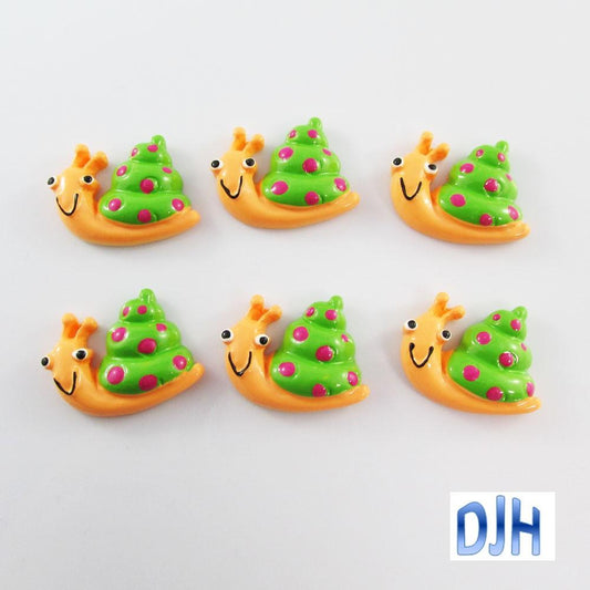 6pcs DIY Resin Snail Cabochon Flat Back Cards Scrapbooking Hair Clips