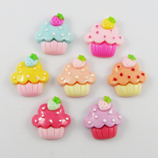 10pcs DIY Resin Cupcake Cabochon Flat Back Cards Scrapbooking Hair Clips