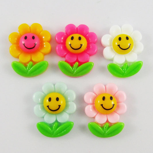 8pcs DIY Resin Happy Sunflower Cabochon Flat Back Cards Scrapbooking Hair Clips
