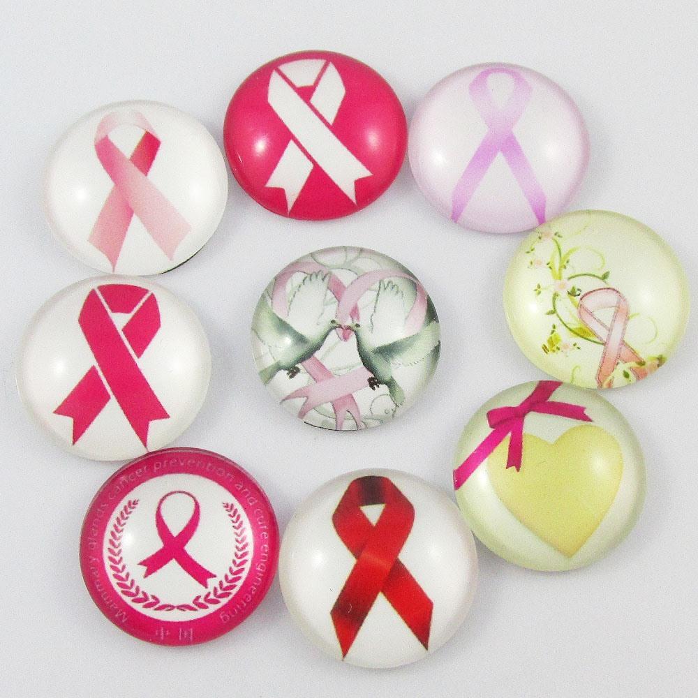 Round Glass Dome Awareness Ribbon Cabochon 20mm Select 5 or 10 pce Random Mix
