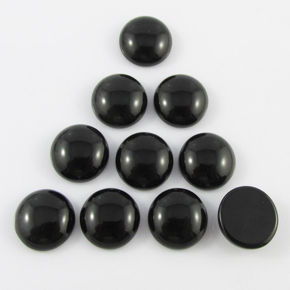 10pcs Natural Black Stone Gemstone Cabochon 12mm Round Flat Back Earrings etc