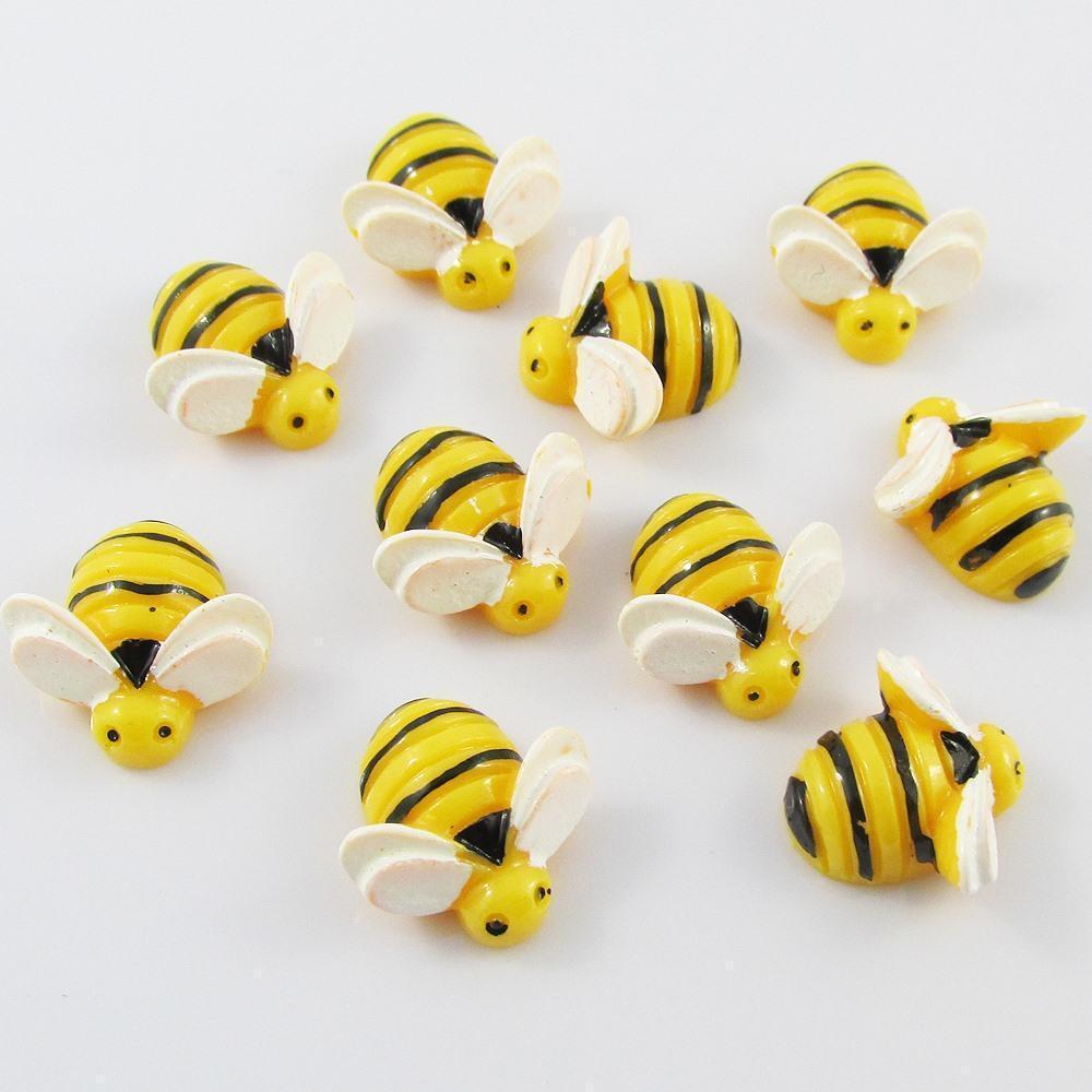 10pcs DIY Resin Bumblebee Bee Cabochon 19x19mm Flat Back Scrapbooking Hair Clips