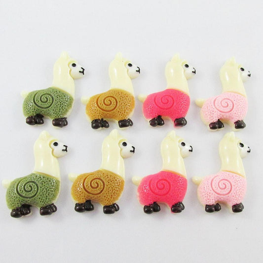 8pcs DIY Resin Llama Alpaca Cabochon 36x29mm Flat Back Scrapbooking Hair Clips