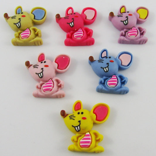 10pcs in Random Pairs DIY Resin Rat Rodent Cabochon Hair Clips Scrapbooking etc