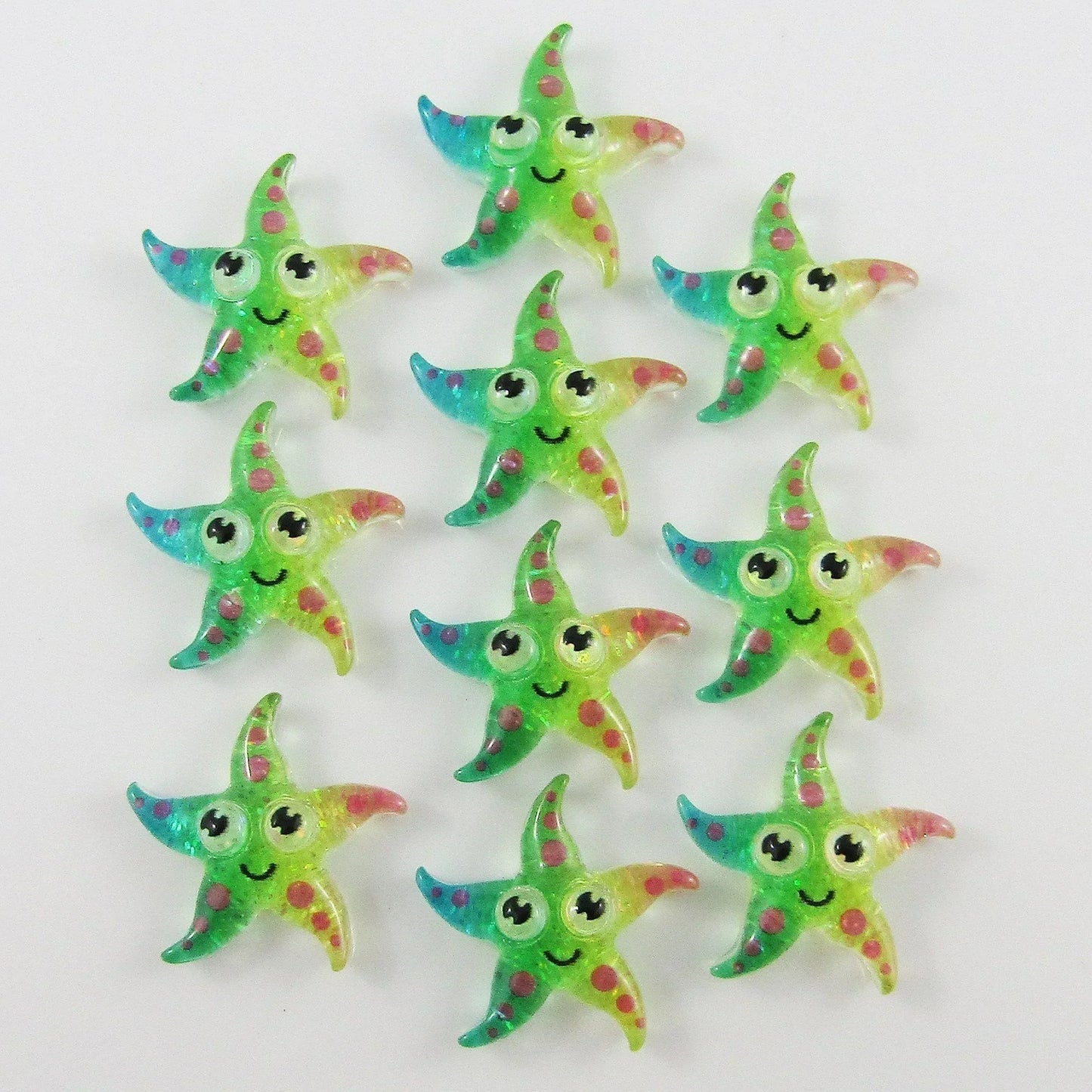 10pcs DIY Resin Glitter Rainbow Starfish Cabochon FB Hair Clips Scrapbooking etc