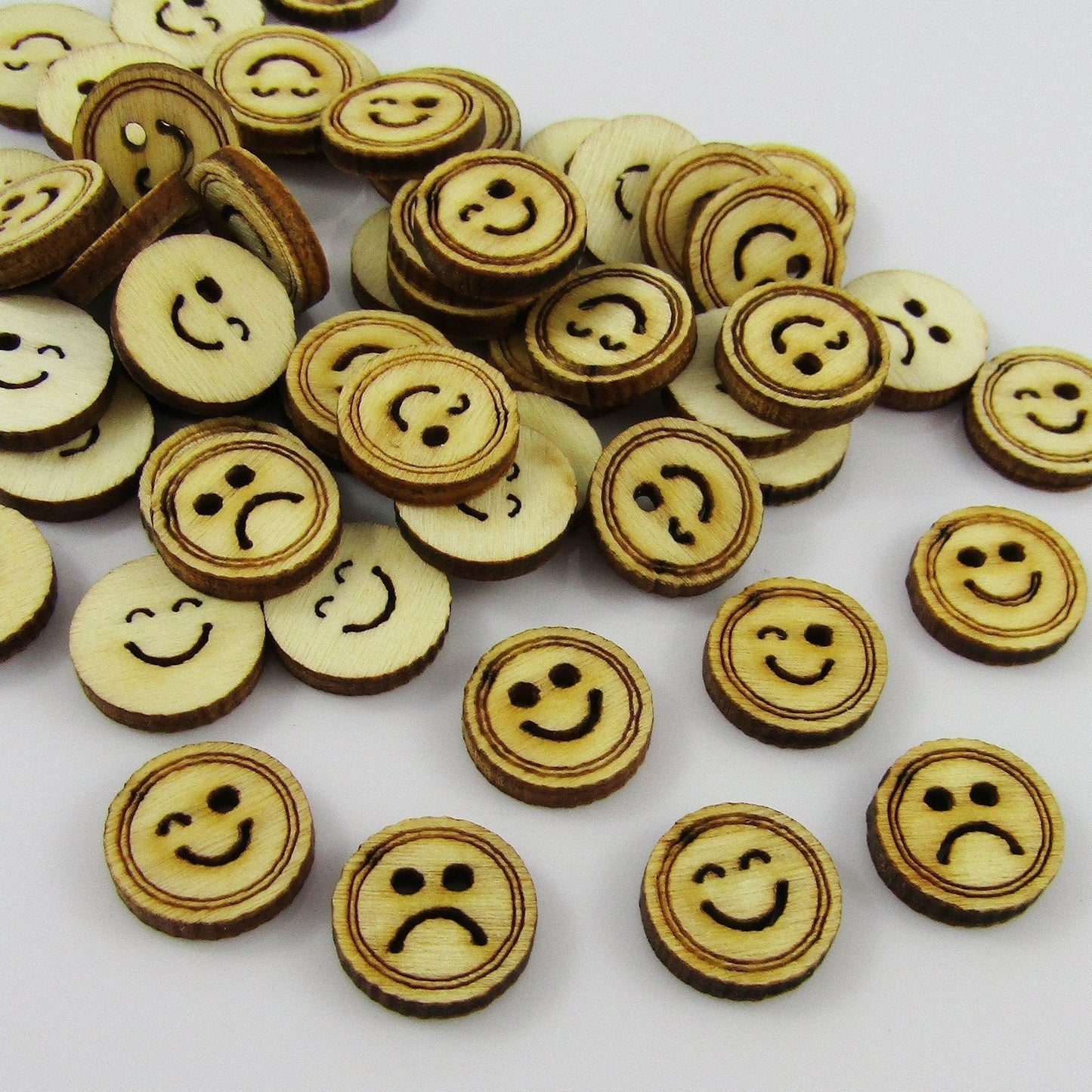 30pcs Laser Cut Wood Emoji Embellishment 13mm Scrapbooking Cards & More!