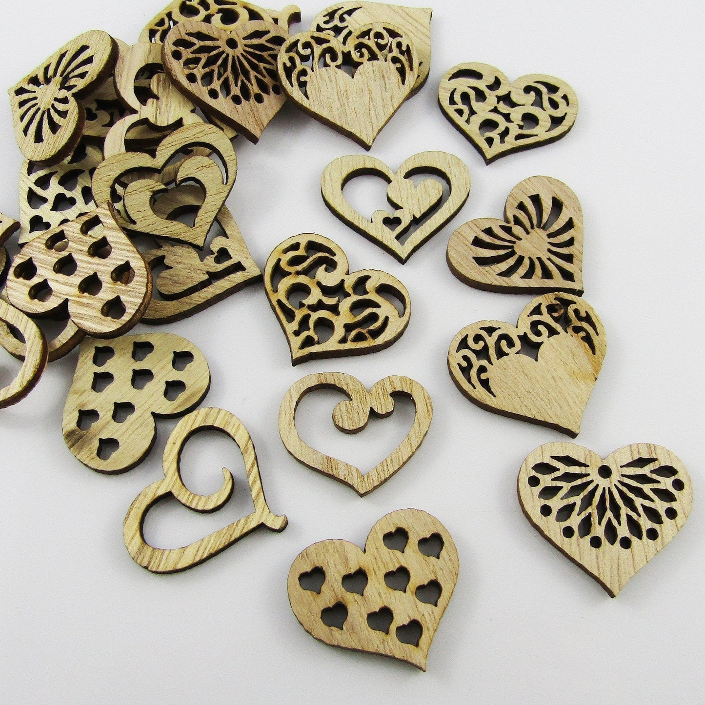 20pcs Laser Cut Wood Mixed Love Hearts Embellishment Scrapbooking Cards & More!