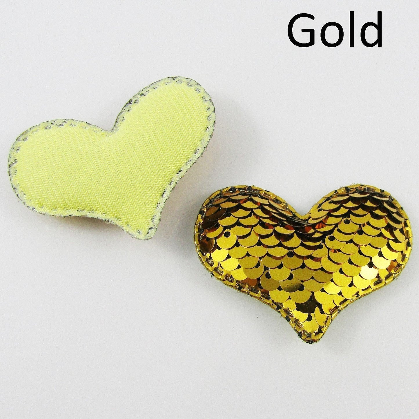 10pcs Sequins Heart Padded Puffy Patch Craft Embellishment 41x54mm Select Colour