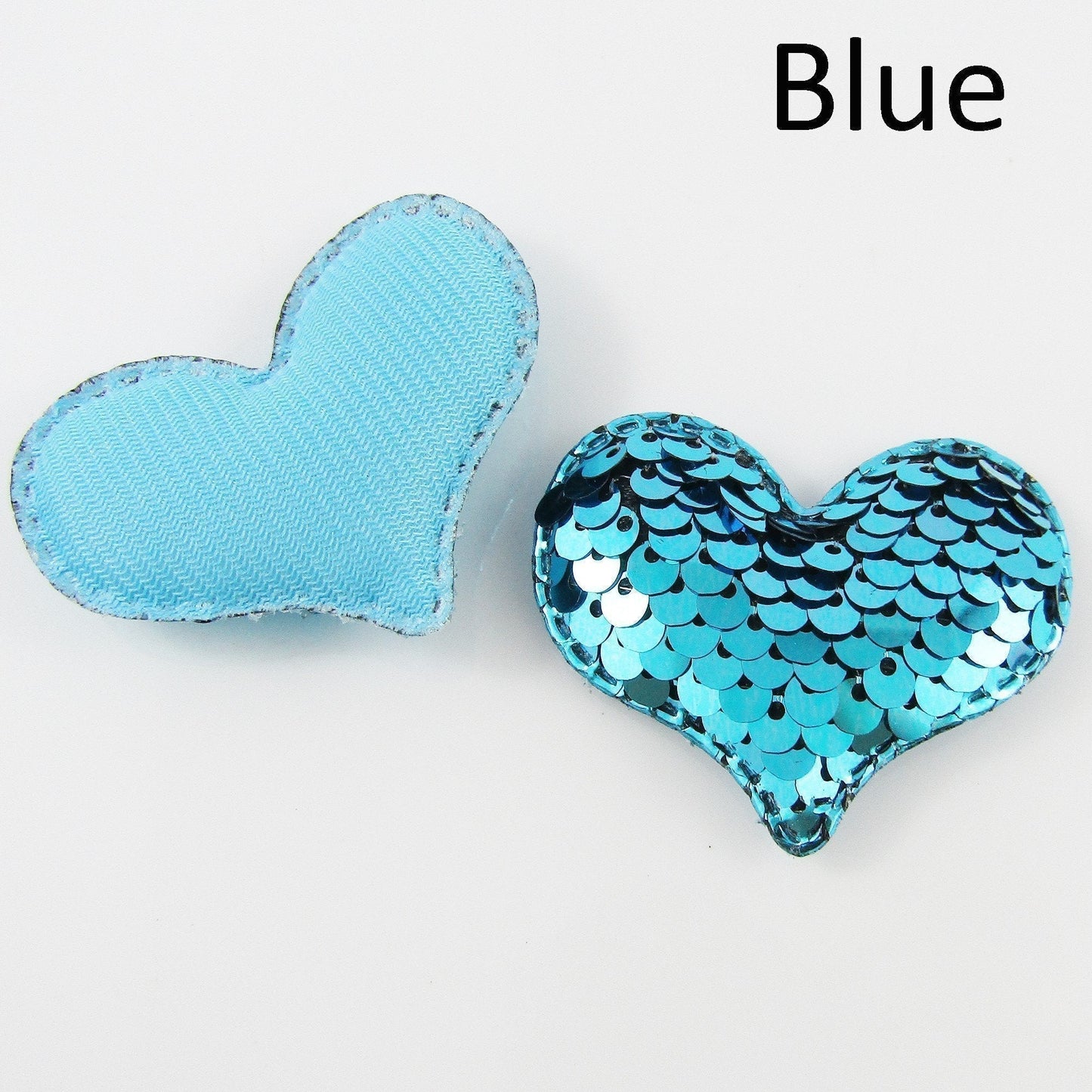 10pcs Sequins Heart Padded Puffy Patch Craft Embellishment 41x54mm Select Colour