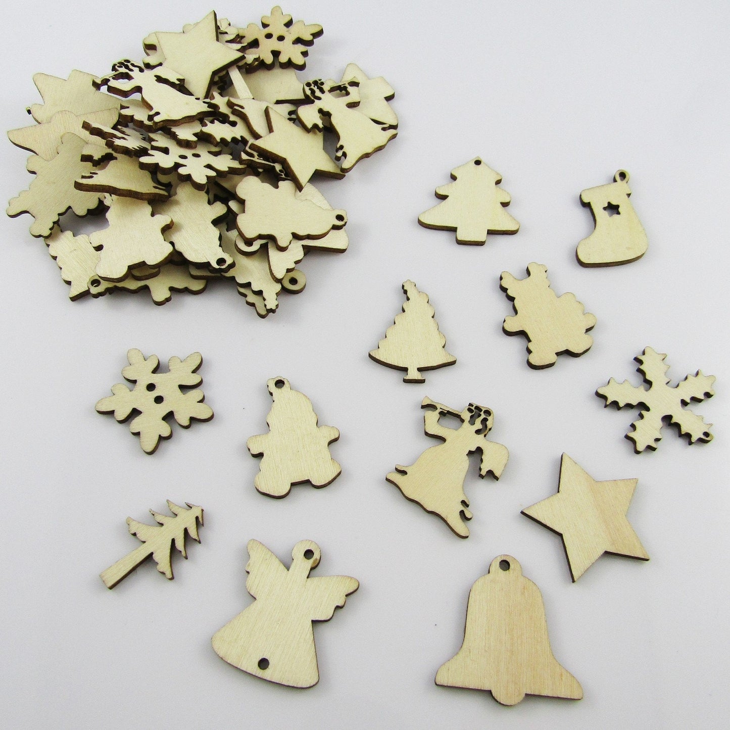 20pcs Laser Cut Wood Christmas Pendants and Cabochons Scrapbooking Cards & More!