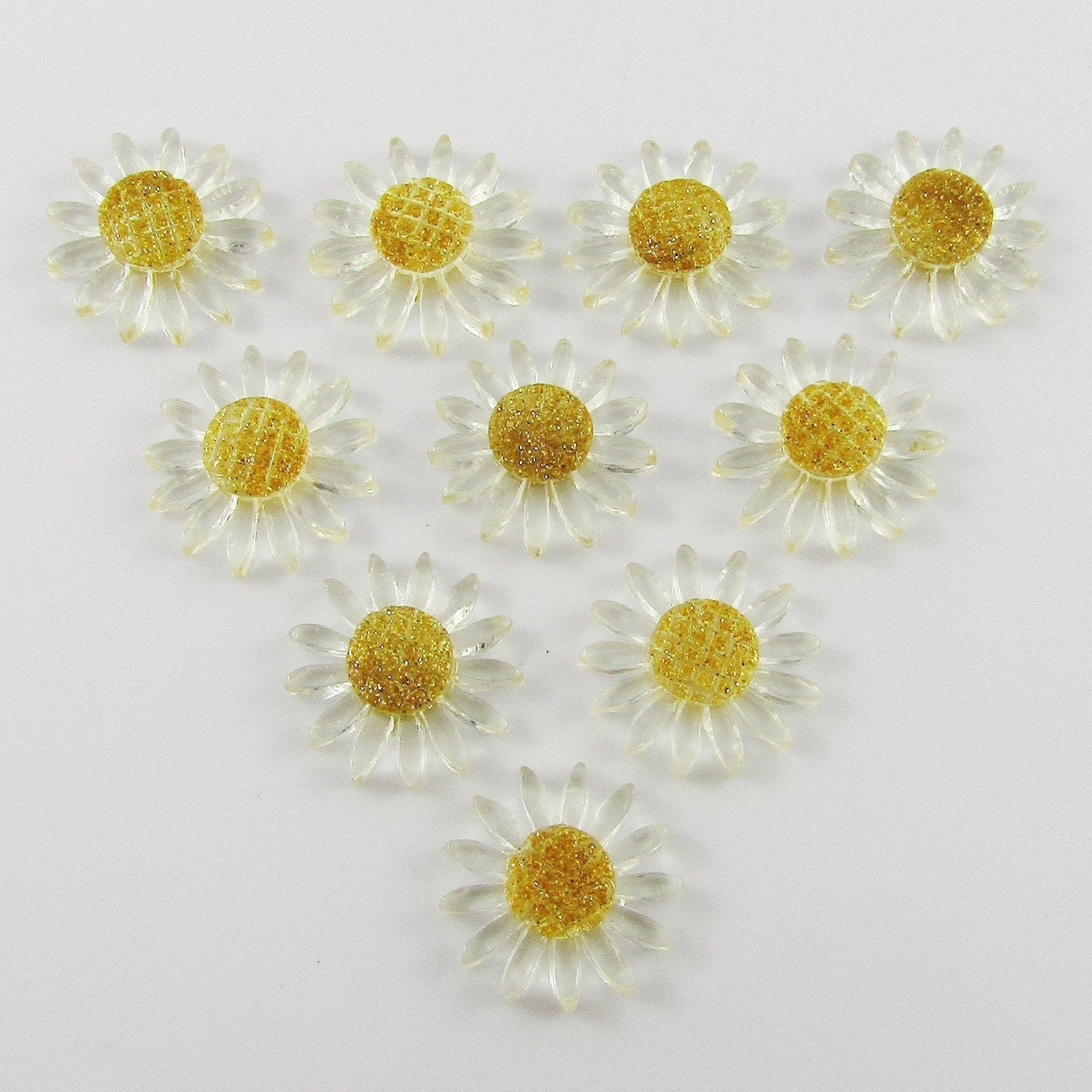 10pcs Resin Glitter Sunflower Cabochon 21mm Scrapbooking Cards Hair Clips