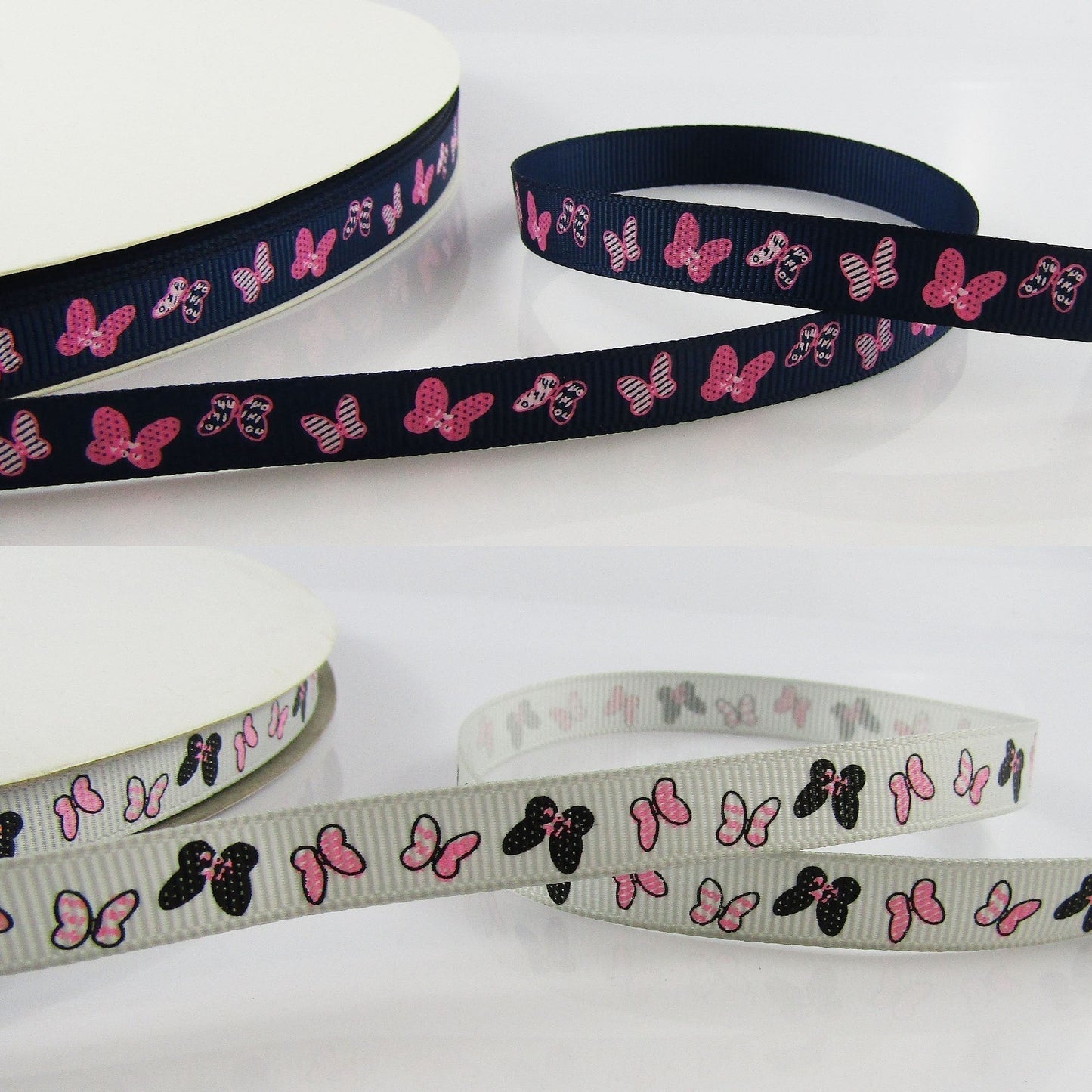 3metres Printed Butterfly Grosgrain Ribbon 9mm Select Colour