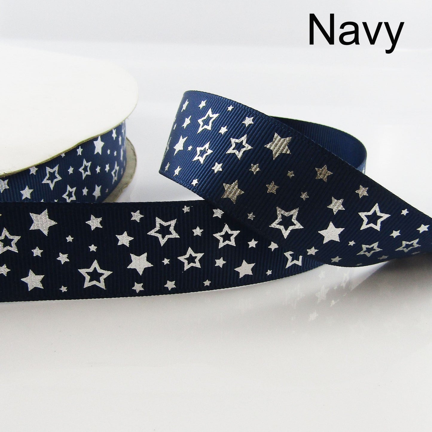 3metres Printed Silver Star Grosgrain Ribbon Single Face 25mm Select Colour